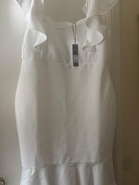 Fashion Nova White Ruffle Midi Dress